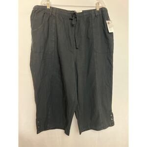 Comfortcore Karen Scott Cherry Capri Pants 3X Black 100% Cotton Classic Pull-On